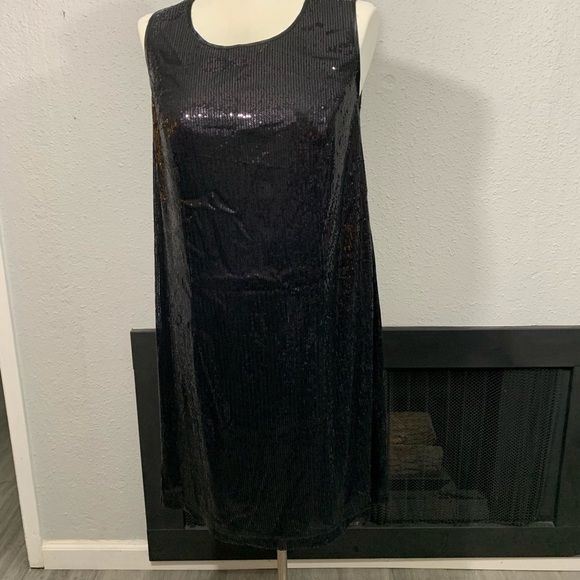 Maggie Barnes NWT SEQUIN BLACK Sheath Dress - Picture 1 of 8